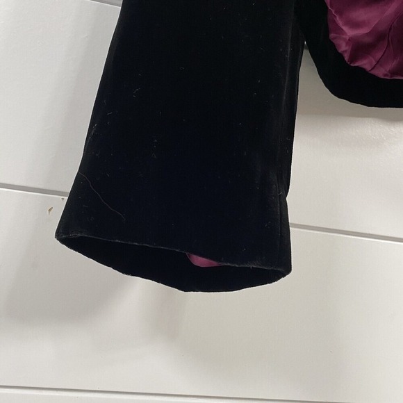 Ann Taylor Womens Velvet Silk Lined Blazer jacket size 14 Black Boho Holiday - Picture 2 of 10